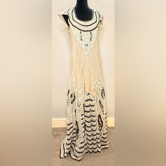 Free People Black and Cream Ethereal Sheer Lace Maxi Dress - Picture 4 of 11